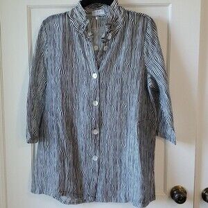 NWOT TERRA SJ APPAREL TUNIC TOP JACKET SIZE SMALL BLACK WHITE GRAY A-LINE DRESSY